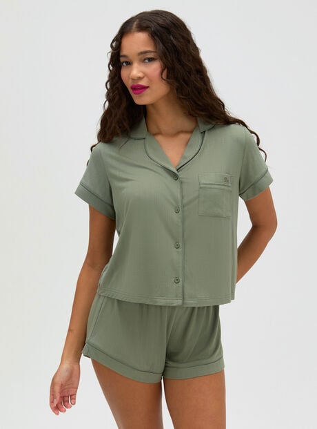 Ribbed modal short pyjama set